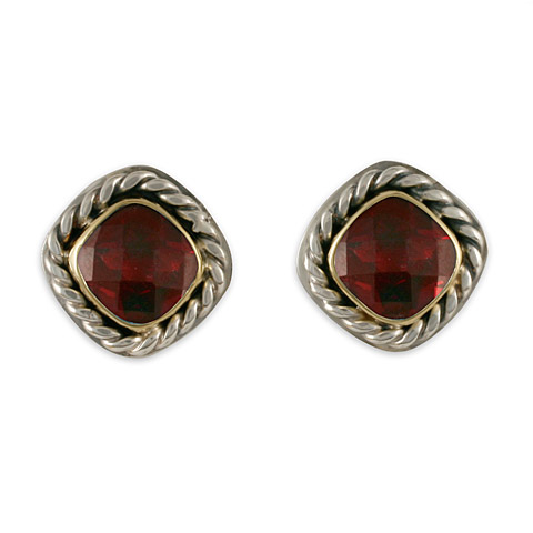 Athena Earrings with Gem in Garnet