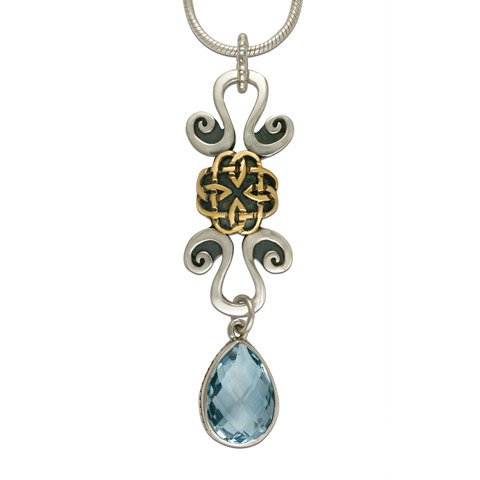 Basket Pendant with Briolite in Sky Blue Topaz Briolite