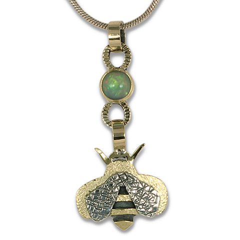 Bee Pendant with Ethiopian Opal in