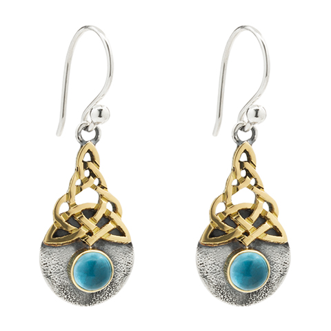 Blue Moon Two Tone Earrings in Swiss Blue Topaz