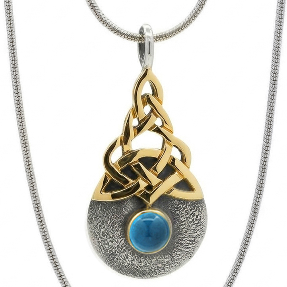 Blue Moon Two Tone Pendant in Swiss Blue Topaz