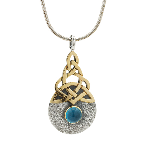 Blue Moon Two Tone Pendant in Swiss Blue Topaz