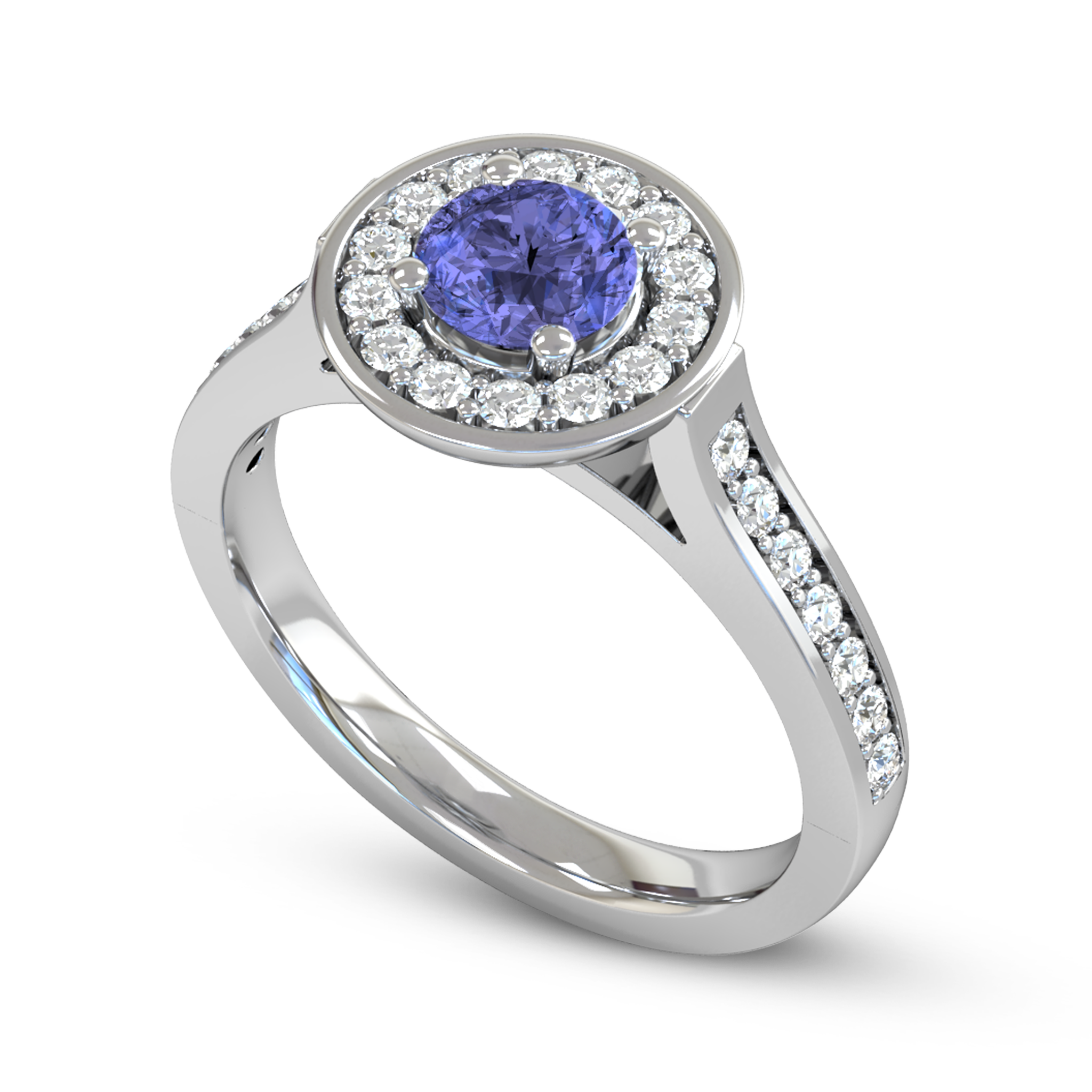 Blue Sapphire and Diamond Vintage Fairtrade Gold Engagement Ring in