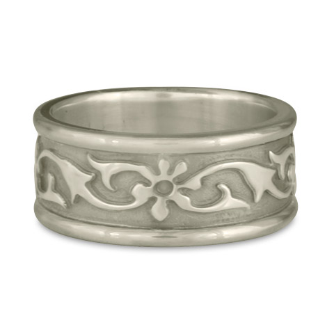 Bordered Persephone Wedding Ring in 14K White Gold