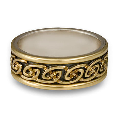 Bordered Petra Wedding Ring in 18K Yellow Gold & Sterling Silver