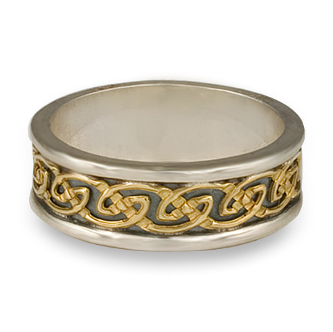 Bordered Petra Wedding Ring in 18K Yellow Gold & Sterling Silver