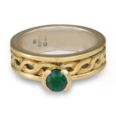 Bordered Rope Engagement Ring in Emerald