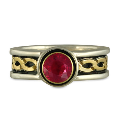 Bordered Rope Engagement Ring in Ruby