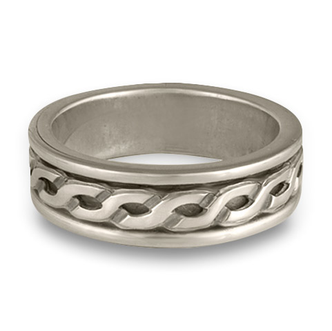 Bordered Rope Wedding Ring in Sterling Silver