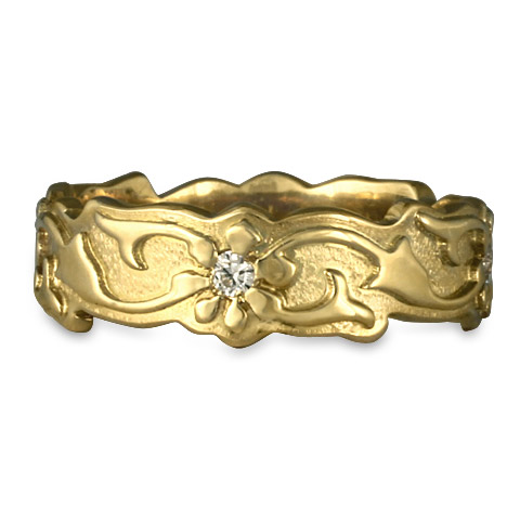 Borderless Persephone Wedding Ring with Gems in 14K Yellow Gold