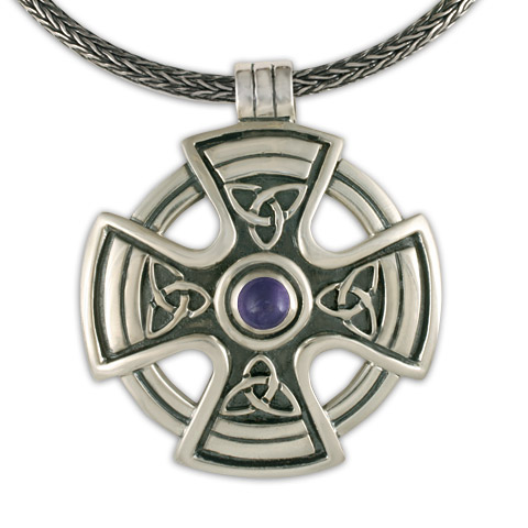 Brigit's Cross on Woven Chain in Iolite