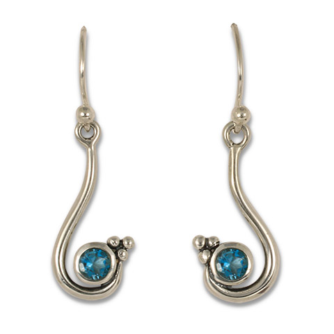 Celada Earrings with Gem in Swiss Blue Topaz