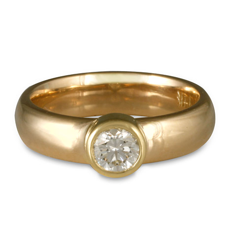 Classic Comfort Fit Engagement Ring in 14K Yellow Gold w Diamond