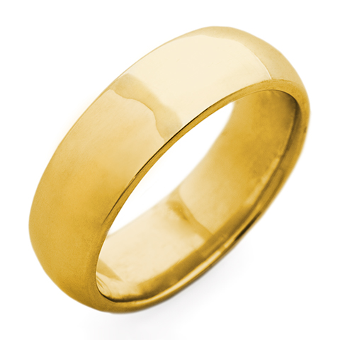 Classic Domed Comfort Fit Wedding Ring 6mm in 14K Yellow Gold