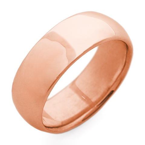 Classic Domed Comfort Fit Wedding Ring 7mm in 14K Rose Gold