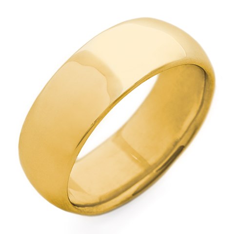 Classic Domed Comfort Fit Wedding Ring 7mm in 14K Yellow Gold