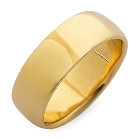 Classic Domed Comfort Fit Wedding Ring 8mm in 14K Yellow Gold