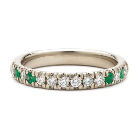 Classic Half Eternity Band with Emeralds in
