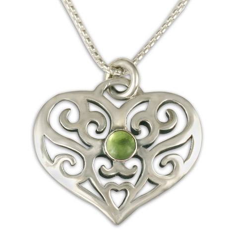 Collette's Heart Pendant with Gem in Peridot
