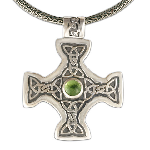 Columba's Cross on Woven Chain in Peridot
