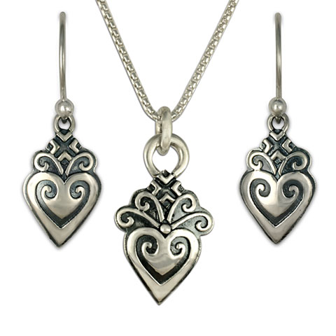 Corazonita Earrings and Pendant Set in