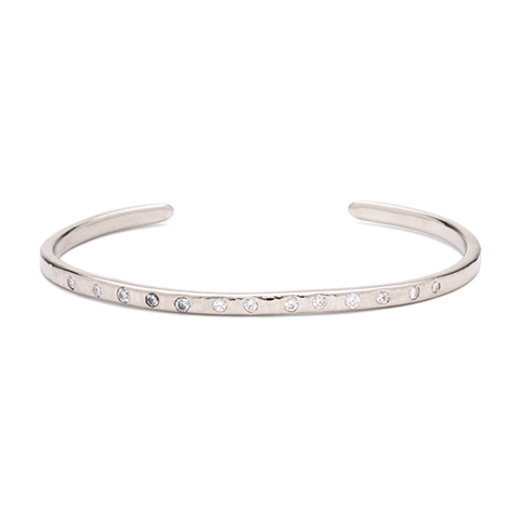 Cuff Bangle Bracelet with Lab Grown Diamonds in 14K White Gold