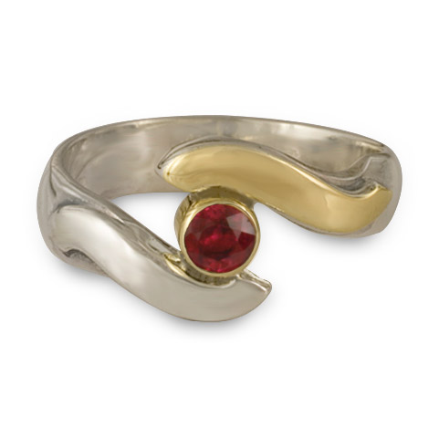 Donegal Eye Engagement Ring in 14K Yellow Design/Sterling Base With Ruby