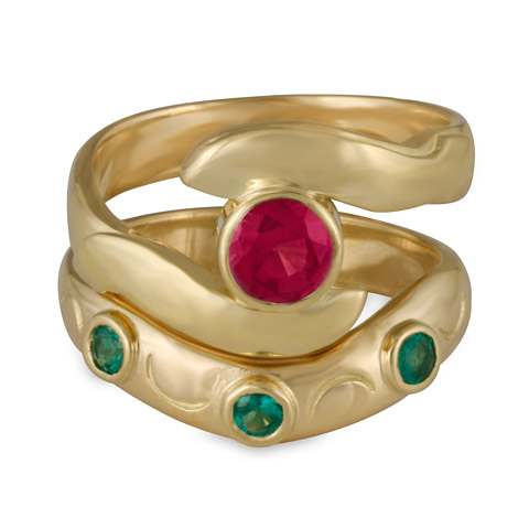 Donegal Twin Bridal Ring Set in Ruby on Engagement Ring