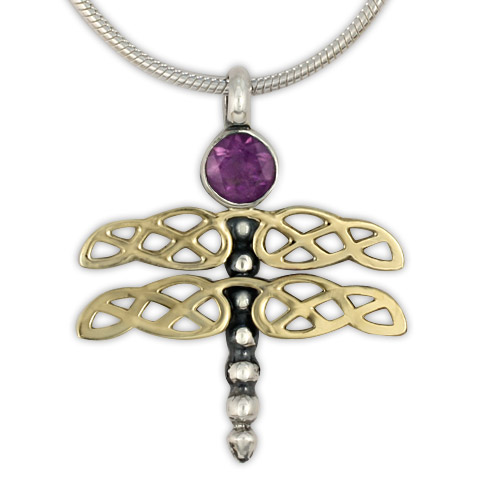 Dragonfly Pendant in Amethyst