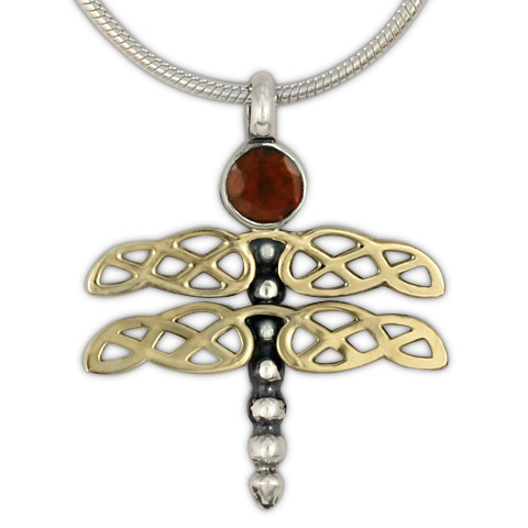 Dragonfly Pendant in Garnet