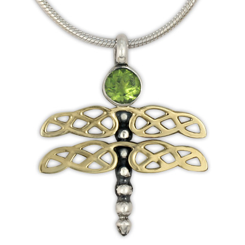 Dragonfly Pendant in Peridot