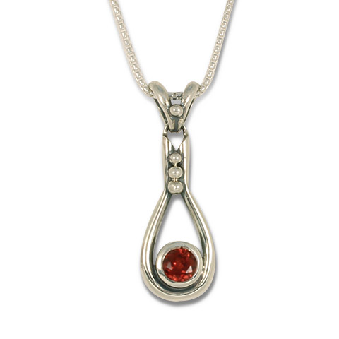 Droplet Pendant with Gem in Garnet