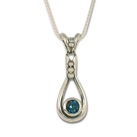 Droplet Pendant with Gem in London Blue Topaz