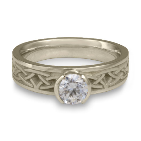 Extra Narrow Celtic Bordered Arches Engagement Ring in 14K White Gold