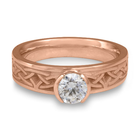 Extra Narrow Celtic Bordered Arches Engagement Ring in 14K Rose Gold with Diamond