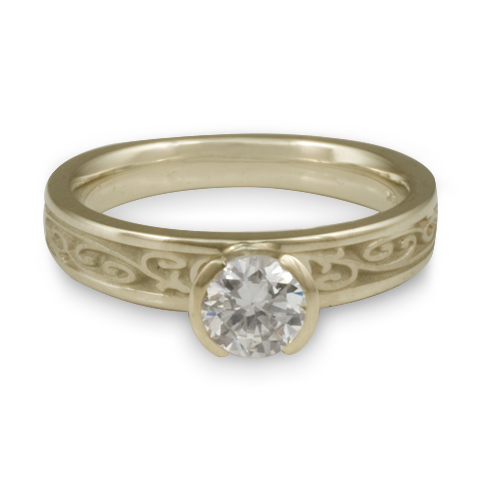Extra Narrow Continuous Garden Gate Engagement Ring in 18K White Gold