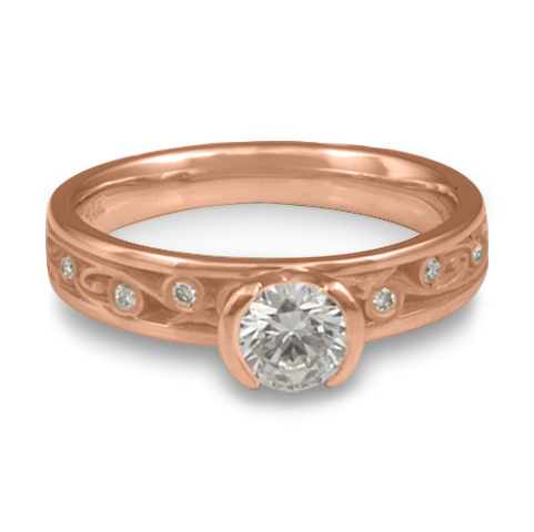 Extra Narrow Continuous Garden Gate Engagement Ring with Gems in 14K Rose Gold