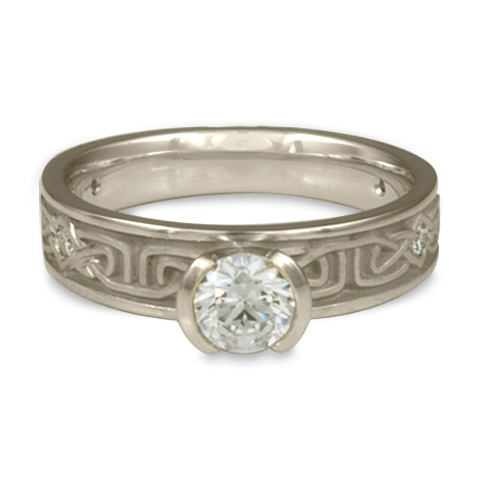 Extra Narrow Labyrinth Engagement Ring with Gems in Platinum