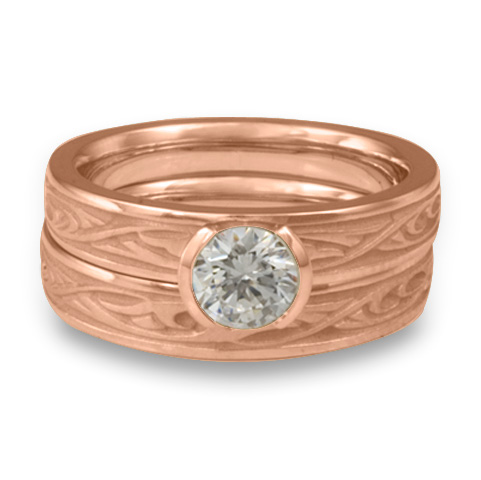 Extra Narrow Papyrus Bridal Ring Set in 14K Rose Gold