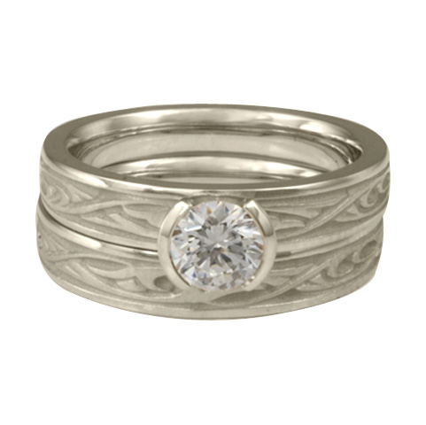 Extra Narrow Papyrus Bridal Ring Set in Platinum