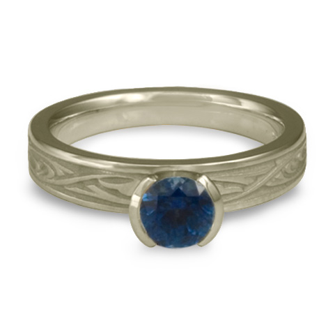 Extra Narrow Papyrus Engagement Ring in 14K White Gold & Sapphire