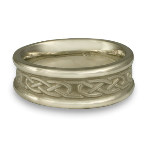 Extra Narrow Self Bordered Love Knot Wedding Ring in 18K White Gold