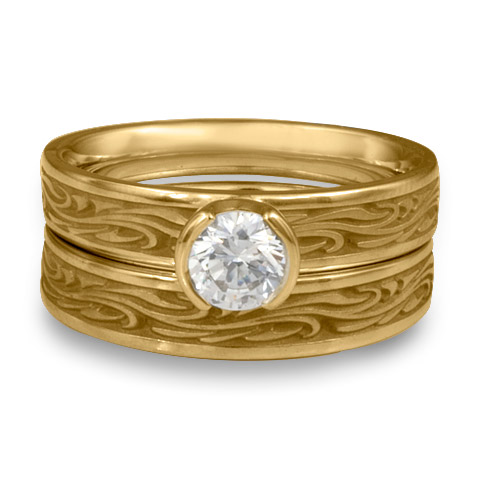 Extra Narrow Starry Night Bridal Ring Set in 14K Yellow Gold
