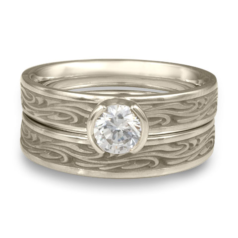 Extra Narrow Starry Night Bridal Ring Set in Platinum