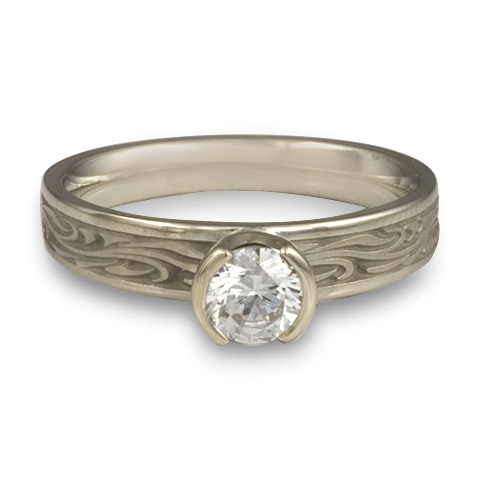 Extra Narrow Starry Night Engagement Ring in 14K White Gold