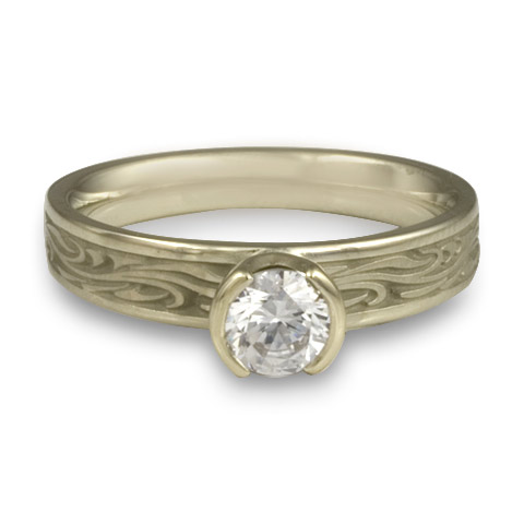 Extra Narrow Starry Night Engagement Ring in 18K White Gold