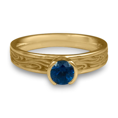 Extra Narrow Starry Night Engagement Ring in 14K Yellow Gold with Sapphire