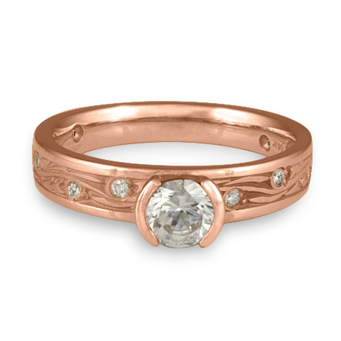 Extra Narrow Starry Night Engagement Ring with Gems in 14K Rose Gold