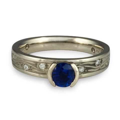 Extra Narrow Starry Night Engagement Ring with Gems in Platinum with Sapphire