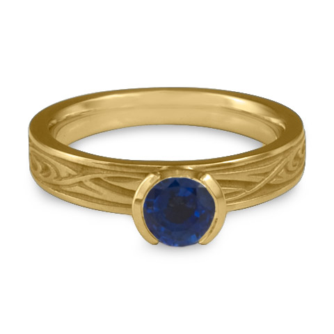 Extra Narrow Yin Yang Engagement Ring in 14K Yellow Gold With Sapphire